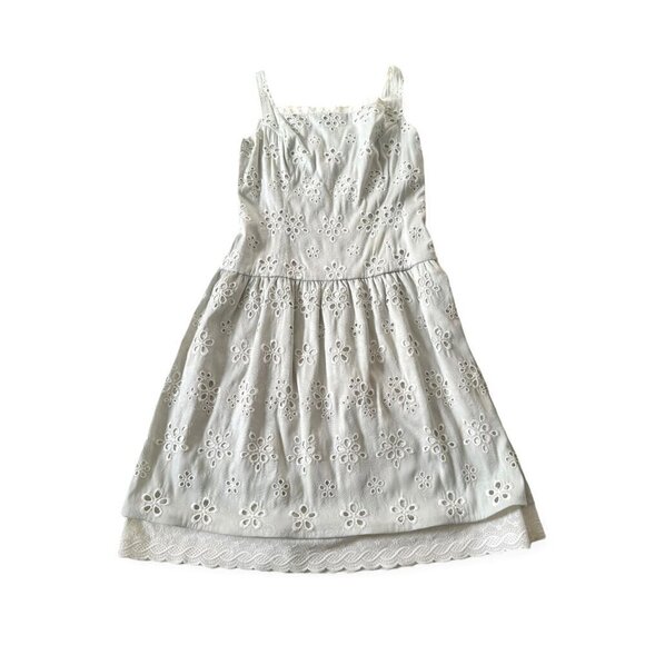 Bill Blass Silver Gray Eyelet Sleeveless Dress, Size 6 - Picture 6 of 16